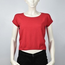 T-shirt Pennypull Max Mara struttura vintage maglia crop top manica corta rossa taglia S M