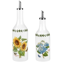 Portmeirion Botanic Garden Oil & Vinegar Drizzler Jar Set Sunflower Hydrangea FS