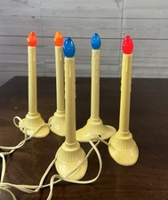 Lot 5 Vintage Electric Window Indoor Drip Candle Christmas Candoliers Ivory 9" t