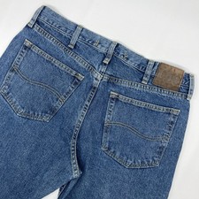 Lee Regular Fit Jeans Blue 34x34 Mens Medium Wash Straight Leg Denim 90s Style
