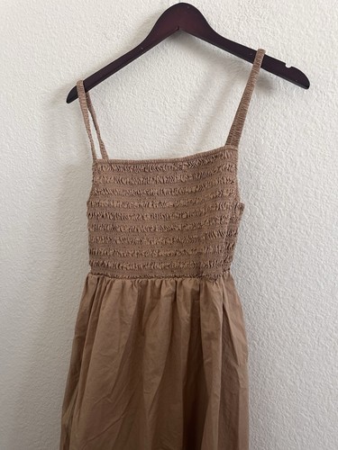 Vestido midi ajustado y acampanado espalda abierta con bolsillos algodón popelina talla mediana - Imagen 12 de 12
