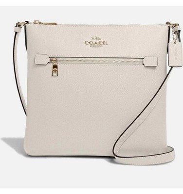 Coach C1556 Crossgrain Leather Rowan File Bag Crossbody Handbag Chalk Off White