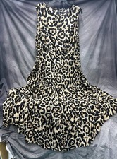 Leopard Ruffle Tiered Maxi Length Dress Black/Tan Shein Curve Size 3XL New WOT