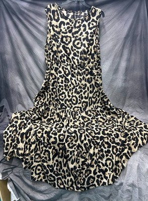 Leopard Ruffle Tiered Maxi Length Dress Black/Tan Shein Curve Size 3XL  New WOT