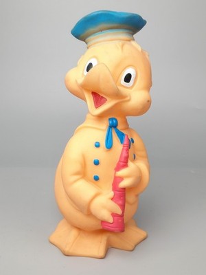 RUBBERTOYS  Disney Quietscher Donald Duck Matrose squeaks Klarinette Italy TOP