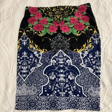 Pencil Knee Skirt Flowers Roses Abstract Baroque China Pattern Girls L Derek H