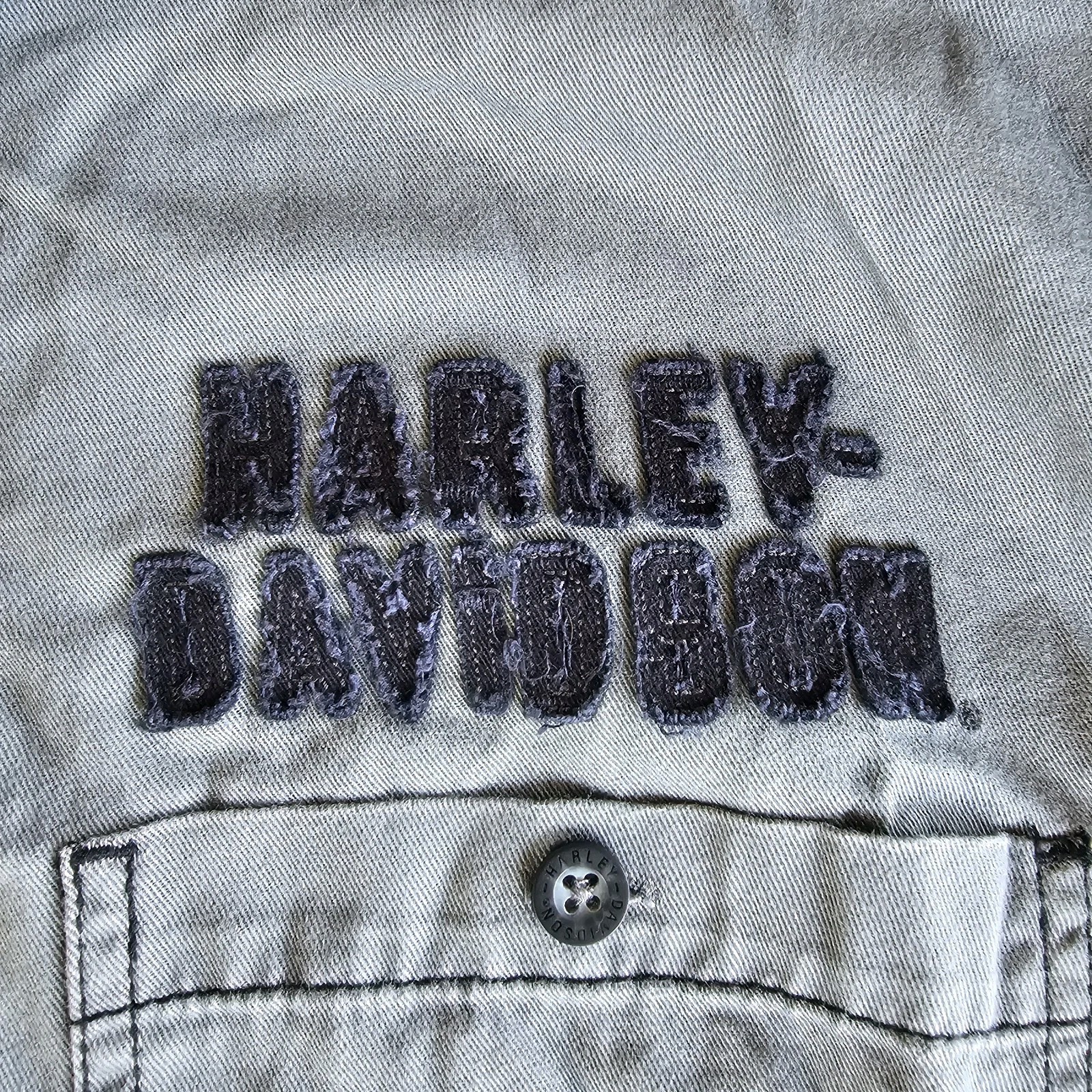 Harley Davidson Eagle Button Big Logo Patch Shirt… - image 5