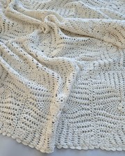 Hand Crocheted Small Blanket Soft Cotton Knit use Afghan Lap Throw or Baby Crib