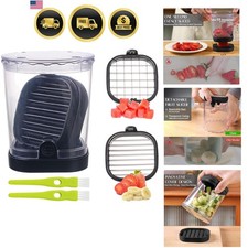 2-in-1 Detachable Fruit Slicer & Dicer, Stainless Steel Strawberry Slicer wit...
