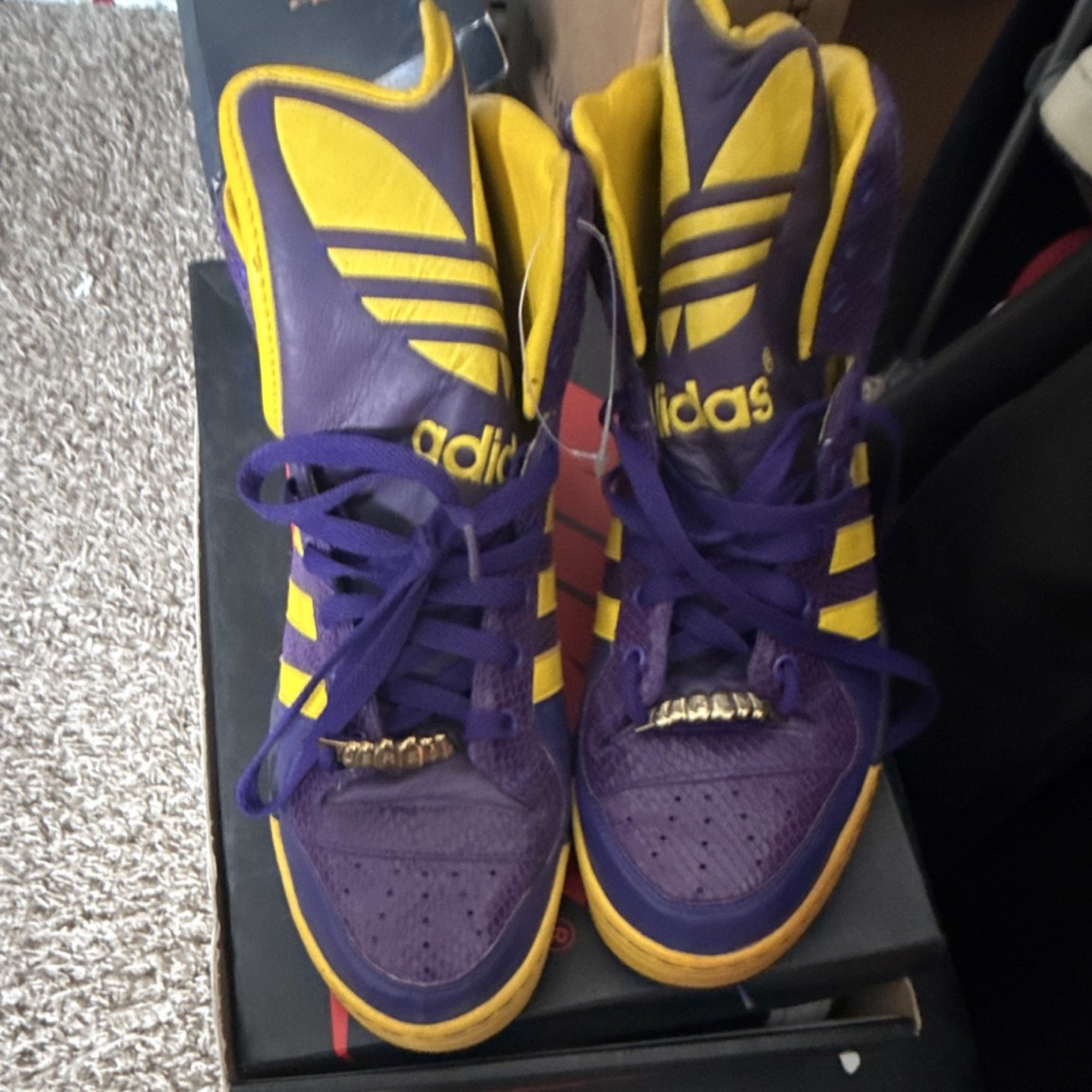 adidas Jeremy Scott Men's Purple Yellow G06444 High Top Basketball