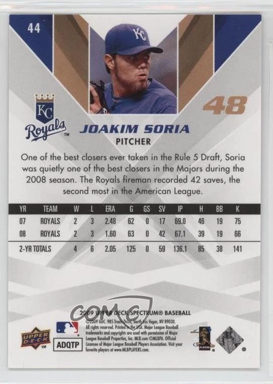 2009 Upper Deck Spectrum Red /250 Joakim Soria #44 - Image 2 of 2