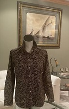 J.Crew Woman  s Leopard Print Long Sleeve Button Up 100 Cotton Blouse Size Small