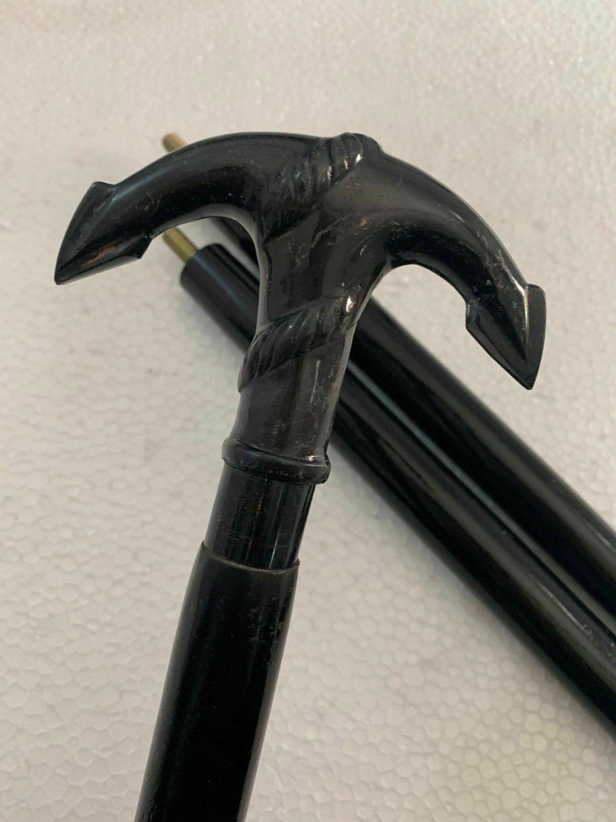 Antique Brass Anchor Head Handle Victorian Wooden Walking Stick Vintage Canes eBay