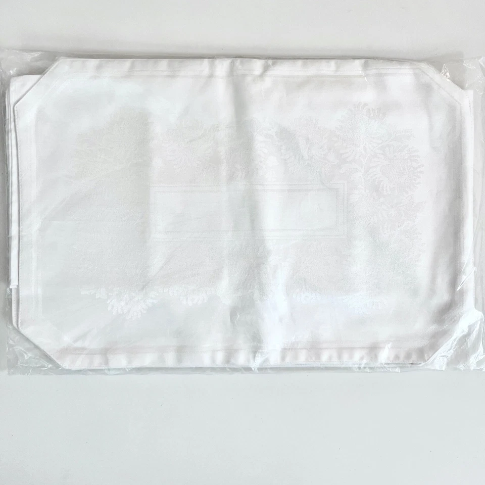 NWT - SFERRA BROS (4 Placemats & 4 Napkins) Chrysanthemum #5507 White Set Floral - Image 4 of 4