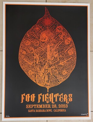 FOO FIGHTERS POSTER ORANGE SANTA BARBARA BOWL 2023 S/N XX/100 EMEK