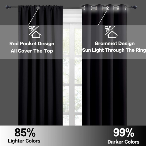 Black Curtains Blackout - Bathroom Small Window Curtains Thermal Insulated Priva - Picture 5 of 12