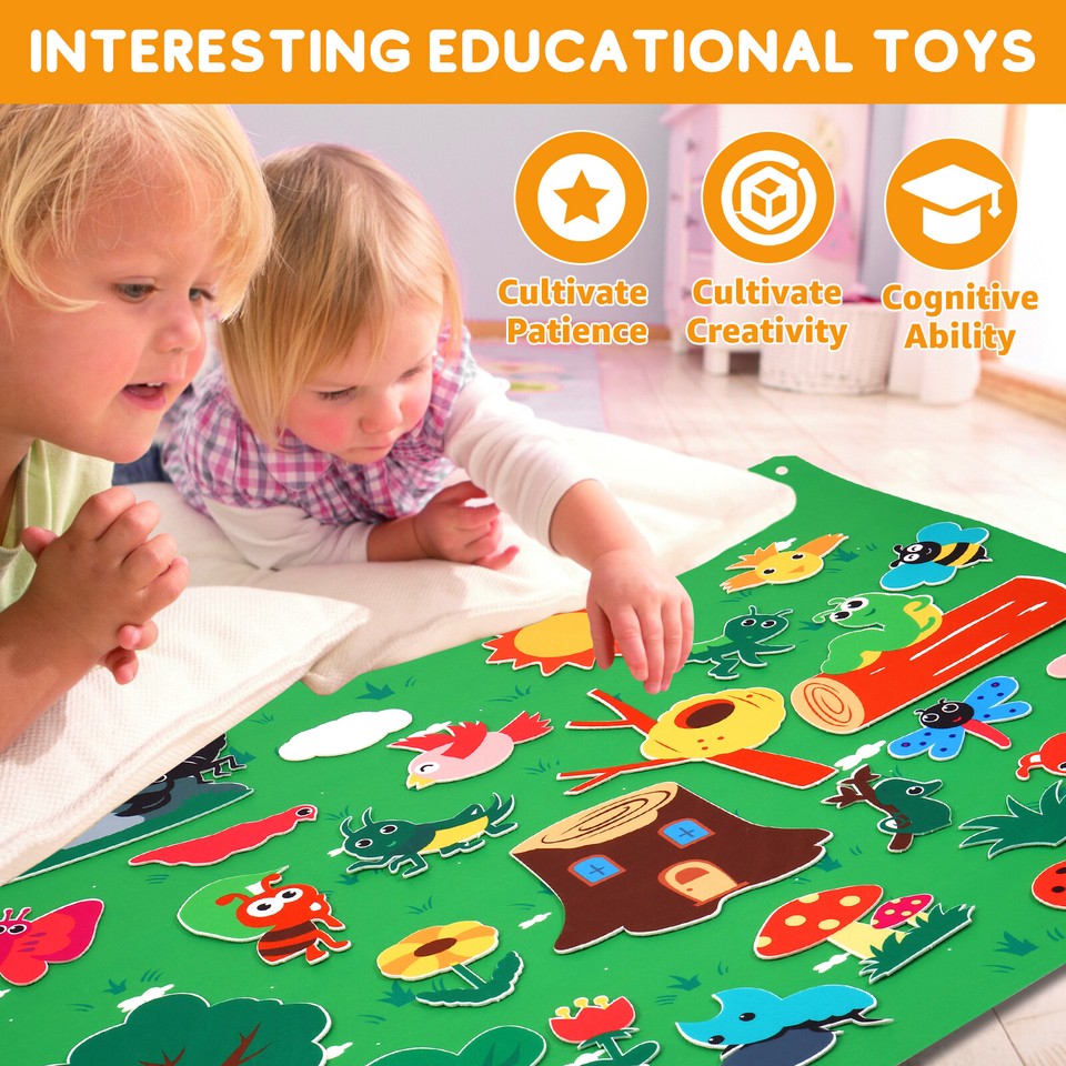 3.3ft Felt Story Board Set Farm Animals FeltBoard Story Set Early