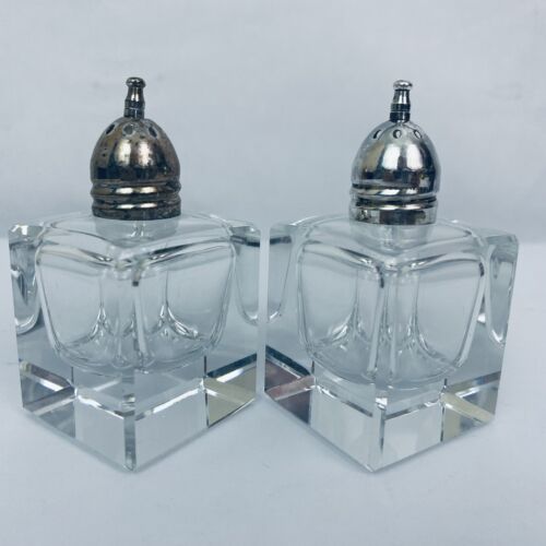Vintage Mid Century Modern Glass Salt & Pepper Shakers 2.75" H x 1.5" W Inkwell - Picture 5 of 10