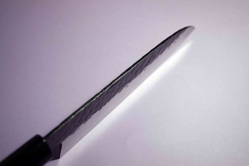 Japanese Kitchen Knife Molybdenum Stainless Black Tsuchime Santoku 170mm 4389 - Picture 11 of 11