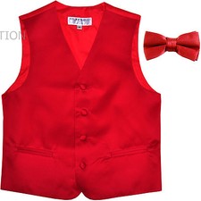 New Kids Boys Formal Tuxedo Vest Bowtie Red US Sizes 2-14 Wedding Party