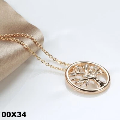 Luxus  Halskette mit Anhänger 585er Rolled Roségold Walzgold Baum mit Zirkonia - Bild 1 von 4