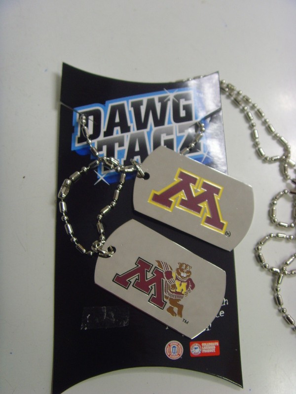 Minnesota golden gophers dawg tagz necklace key chain set collegiate NCAA 49417