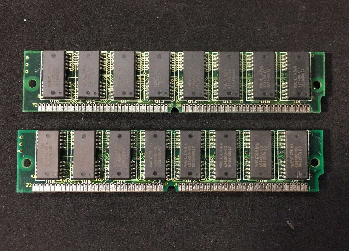 Mémoire RAM SIMM 64 Mo - 72 Broches, Non Parité, FPM DRAM 60 Ns - Pour Vieux PC Ou Rétro