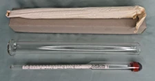 VINTAGE ALCOHOL CONTENT HYDROMETER GLASS JAPAN GLASS CASE IN BOX ALCOHOLMETER