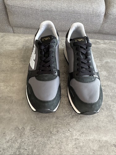 Armani Trainers Size 9 Black Suede Logo Sneakers 43 X4X - Bild 4 von 22