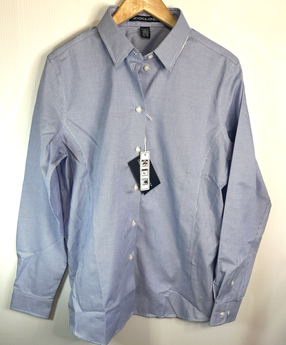 Devon & Jones Shirt Blue Gingham Check Woven Dress button Women's XL DG532W NWTs