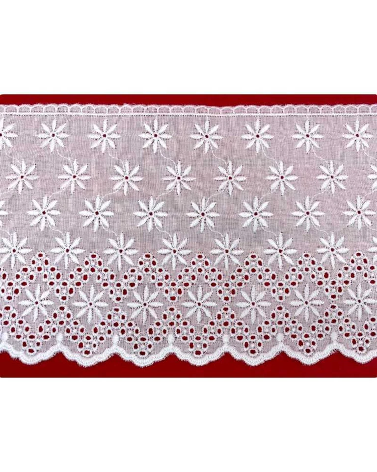 Pizzo merletto sangallo passamaneria 12cm san gallo 4BF41C smerlato balza unica - Immagine 4 di 4