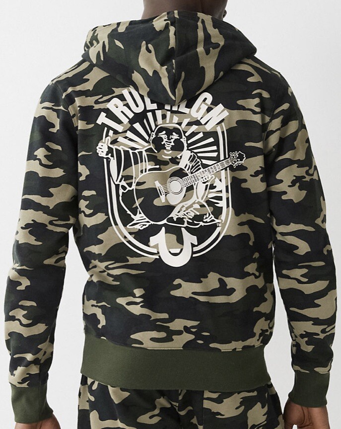 関税込み♪【TRUE RELIGION】CAMO 迷彩柄 ロゴ★パーカー True Religion Men's Logo Pullover Hoodie Camo Size Large W