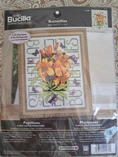 Bucilla "Butterflies" Stamped Cross Stitch Kit  45581- 17  X 13.5  