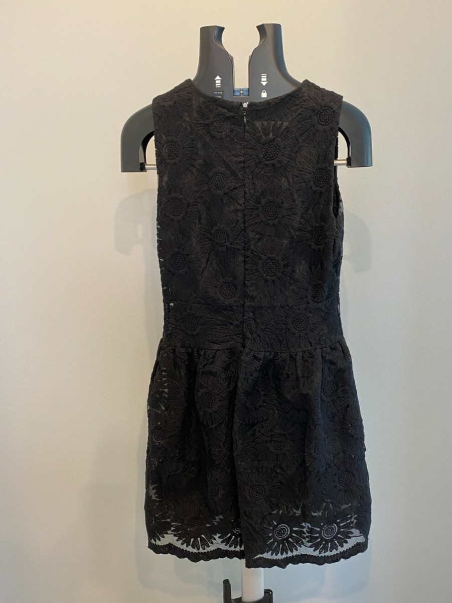 Bloomingdales Aqua Black Lace/Embroidered Party Dress Size Medium | eBay
