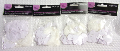Lot of 4 White Pre-Strung Jewelry Hang Tags 800pcs (200 pcs Ea) 1/2'' x 3/4''