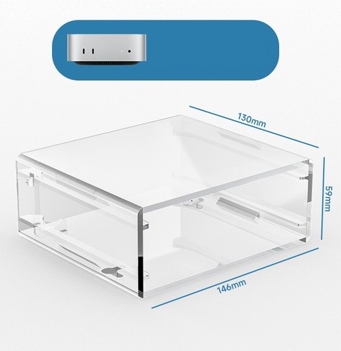 For Mac Mini M4(2024) Acrylic Case Stand Desk Bottom Wall Storage Base - Picture 2 of 9