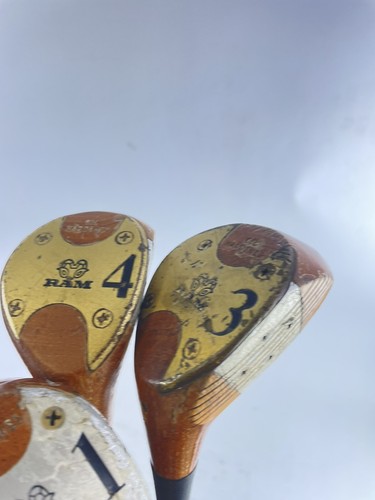 Golden Ram Oil Hardened Persimmon Fairway Wood Set 1,3&4 Firm Steel /10650 - Picture 4 of 24