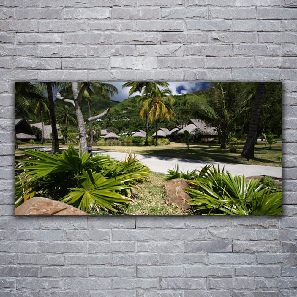 Impression sur toile 120x60 résistante aux UV avec motif feuilles de palmiers exotiques