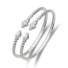 Twisted Ends w. Soft Point .925 Sterling Silver West Indian BABY Bangles