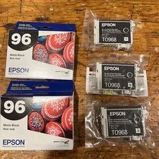 Epson T0968 T96820 Matte Black Ink Cartridges for Epson R2880 - Lot of 5