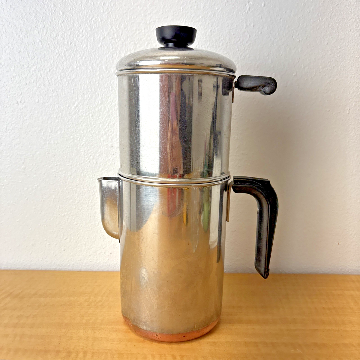 Vintage Revere Ware Cup Stainless Copper Bottom Drip Coffee