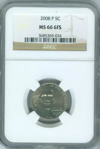 2008 P Jefferson Nickel 5C NGC MS66 FS Quality