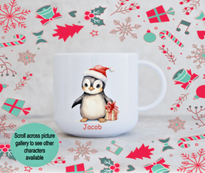 Personalisierte Kinder Weihnachten unzerbrechlich Tasse, Heiligabend Box, Strumpffüller