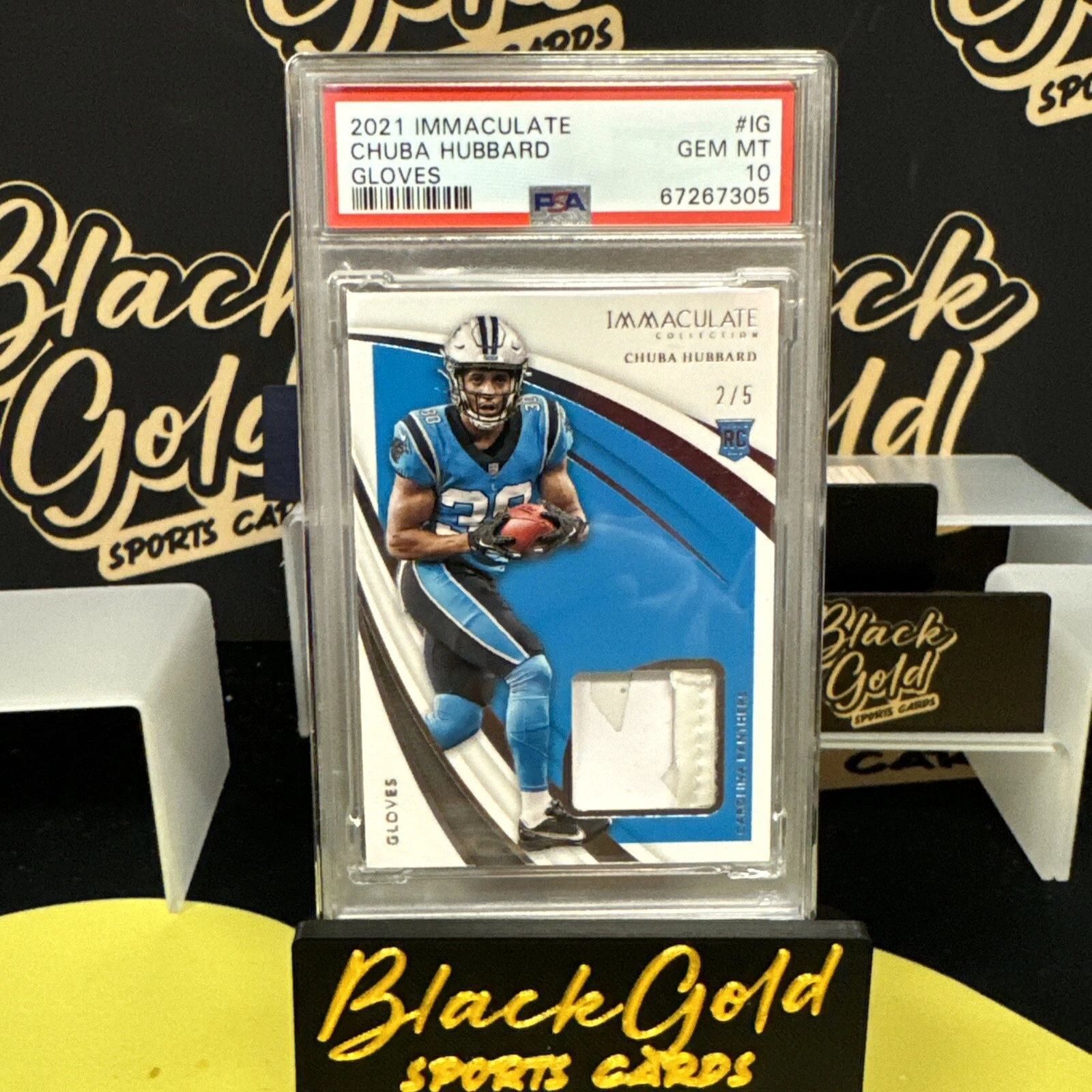 Chuba Hubbard Panini Immaculate Collection Gloves #IG Base