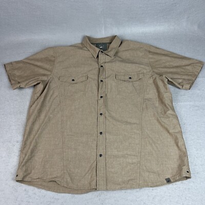 REI Co-op Pearl Snap Shirt Mens XXL Light Brown Hiking Fishing Cool Plus Cotton