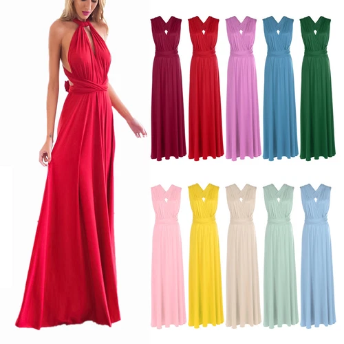 Maxi Vestido Damas Cóctel Fiesta Baile de graduación Vestido Cuello Halter Dama de honor Boda Largo* - Imagen 11 de 29