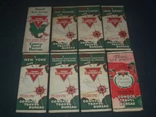 1940'S CONOCO TRAVEL BUREAU MAPS LOT OF 8 - NJ - NY - PA - MARYLAND - O 1616