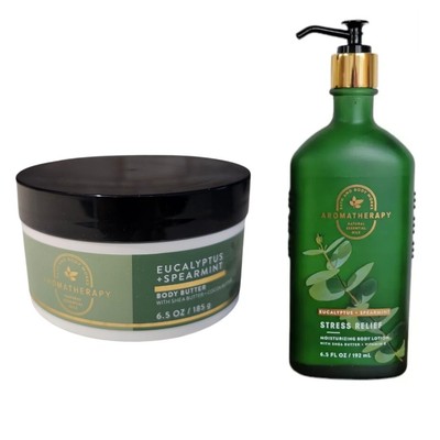 2 Bath & Body Works Eucalyptus Spearmint Aromatherapy Body Butter + Body Lotion