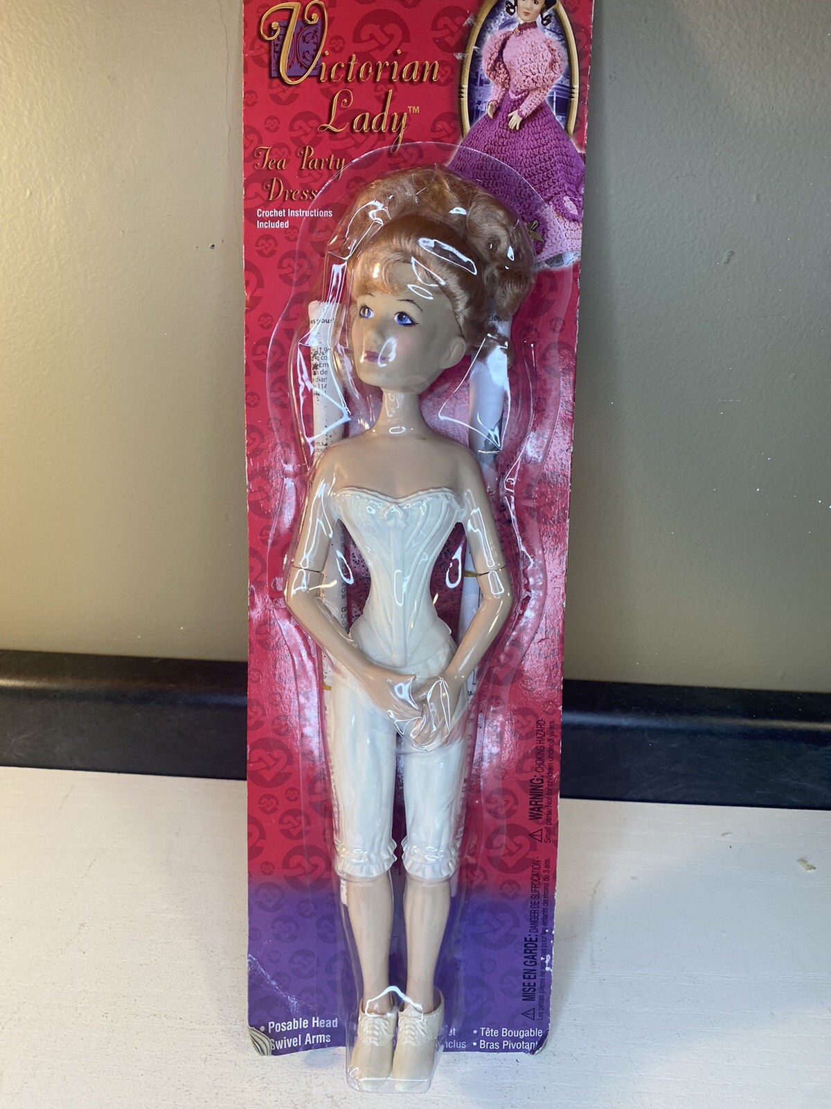 New Victorian Lady Poseable Head Doll Swivel Arm Tea Party Dress Crochet Instruc