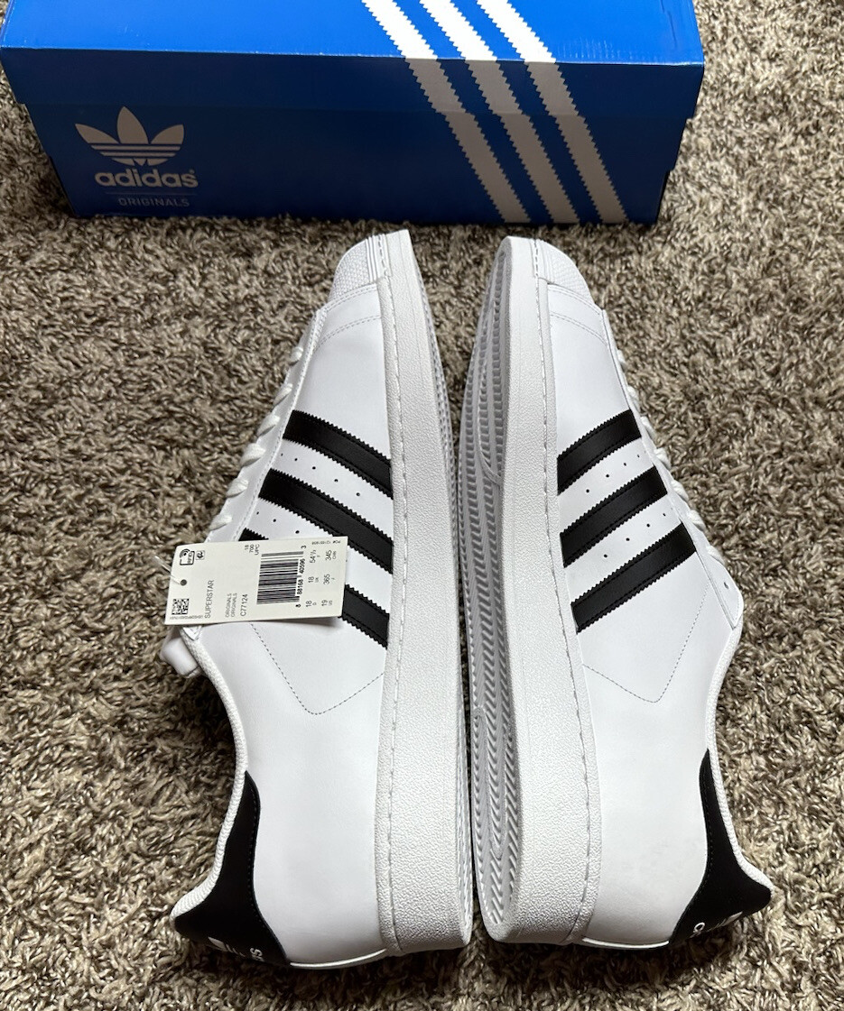 New Adidas Originals Superstar Men's Size 19 White Black Sneakers Shoes  C77124 | eBay